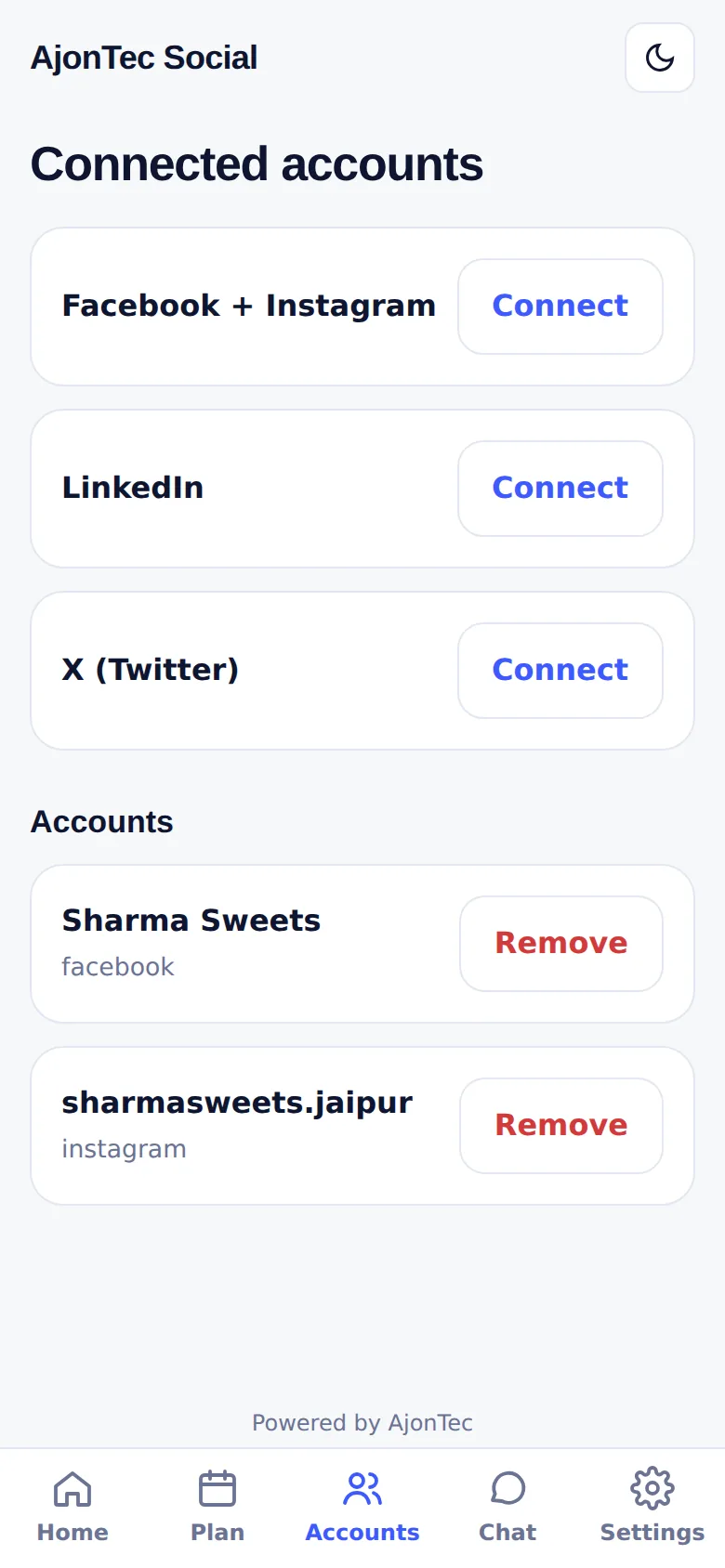 Connect your social accounts